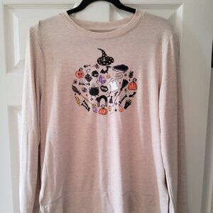 Size M. Halloween long sleeve shirt. Oatmeal color